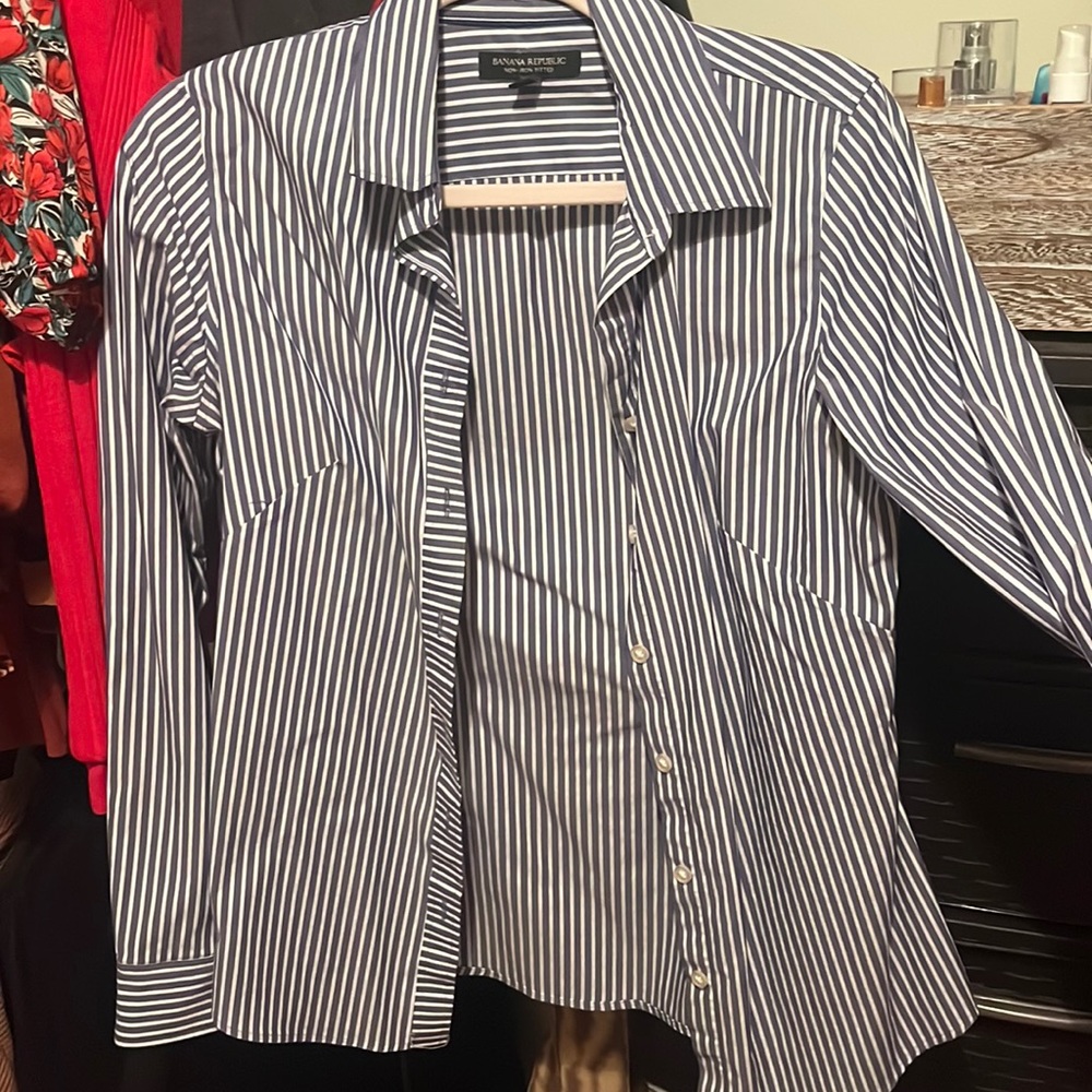 Striped button top
